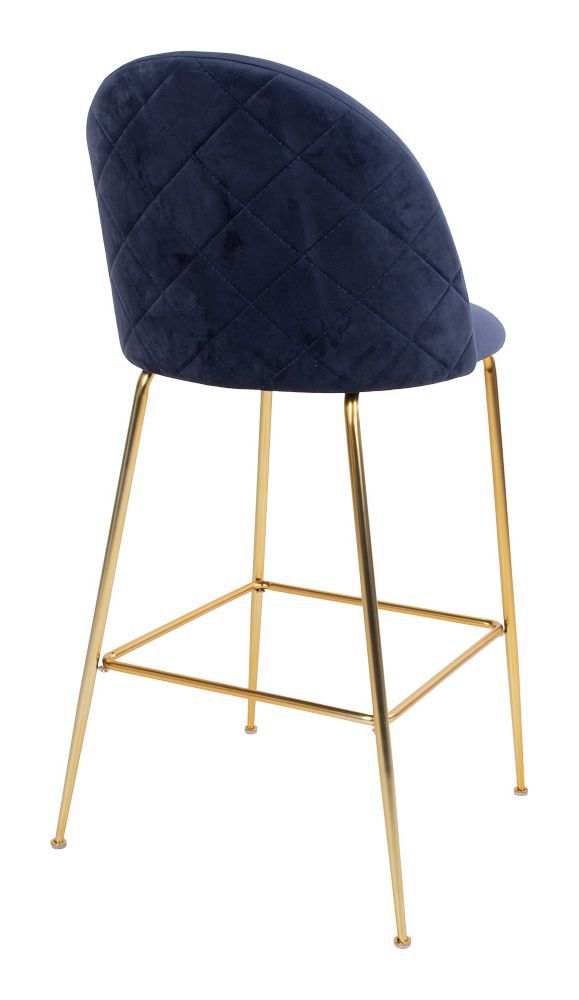 Lausanne Barstool in blue velvet with legs in brass look