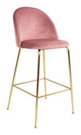 Lausanne Barstol in pink velvet with legs in brass look