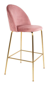 Lausanne Barstol in pink velvet with legs in brass look