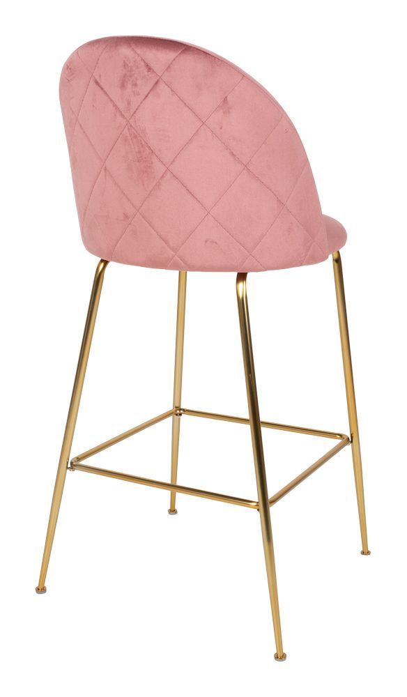 Lausanne Barstol in pink velvet with legs in brass look