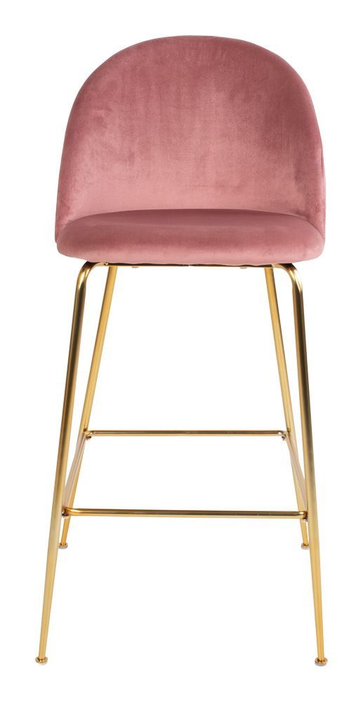 Lausanne Barstol in pink velvet with legs in brass look