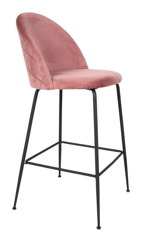 Lausanne Barstol in rose velvet with black legs