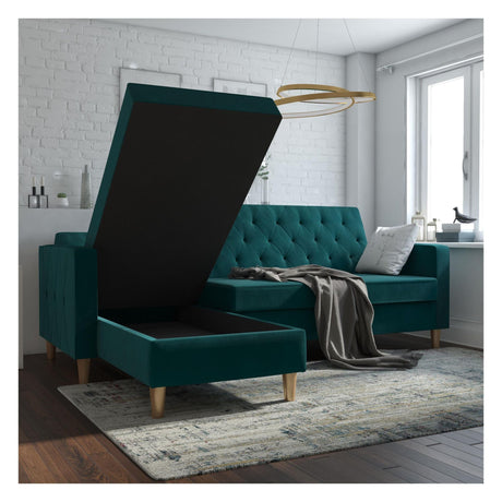 Liberty Sofa bed with chaise longue, Green