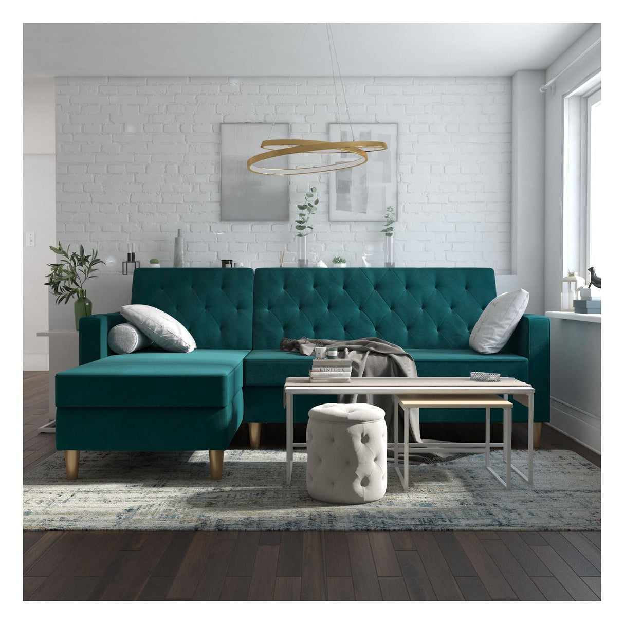 Liberty Sofa bed with chaise longue, Green