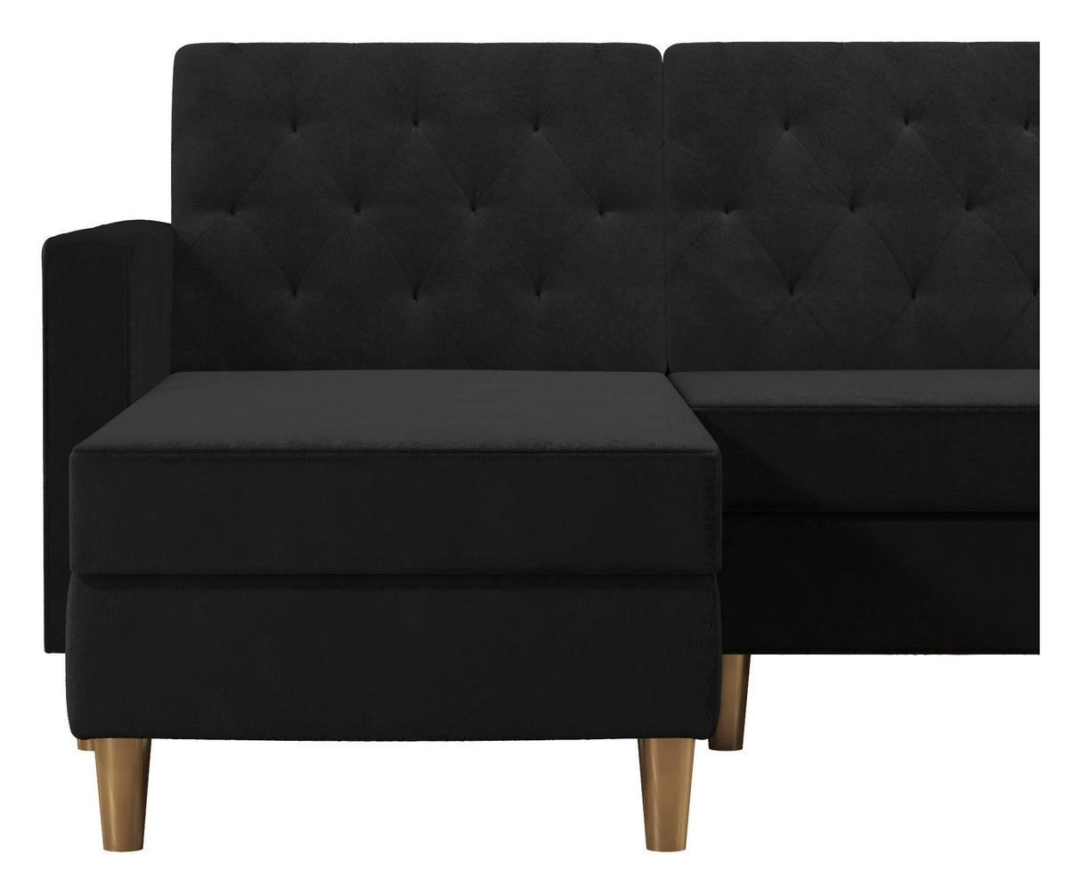 Liberty Sofa bed with chaise longue, Black