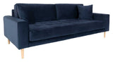 Lido 3-pers. Sofa, Dark Blue Velvet