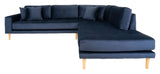 Lido Corner Sofa Right-Facing Open End, Blue Velvet