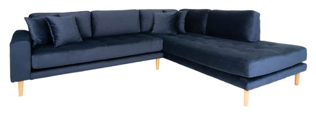 Lido Corner Sofa Right-Facing Open End, Blue Velvet