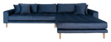 Lido Lounge Sofa with right-facing chaise, Dark blue Velvet