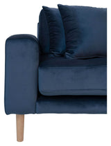 Lido Lounge Sofa with right-facing chaise, Dark blue Velvet