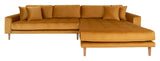 Lido Lounge Sofa with right-facing chaise, Mustard yellow Velvet