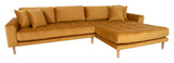 Lido Lounge Sofa with right-facing chaise, Mustard yellow Velvet