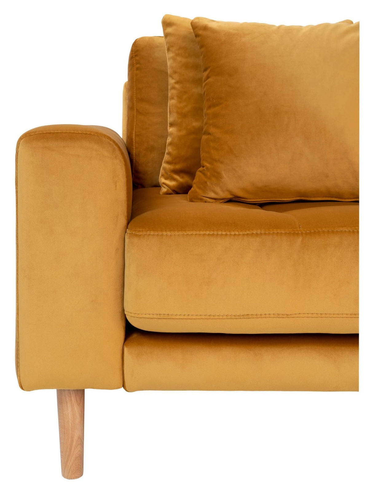 Lido Lounge Sofa with right-facing chaise, Mustard yellow Velvet