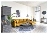 Lido Lounge Sofa with right-facing chaise, Mustard yellow Velvet