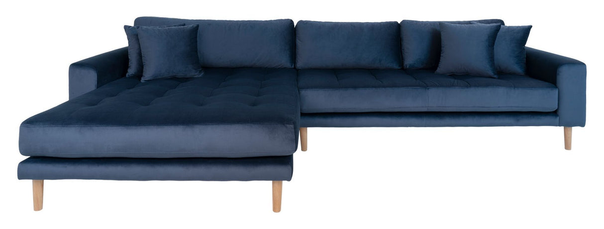 Lido Lounge Sofa with left-facing chaise, Dark blue Velvet