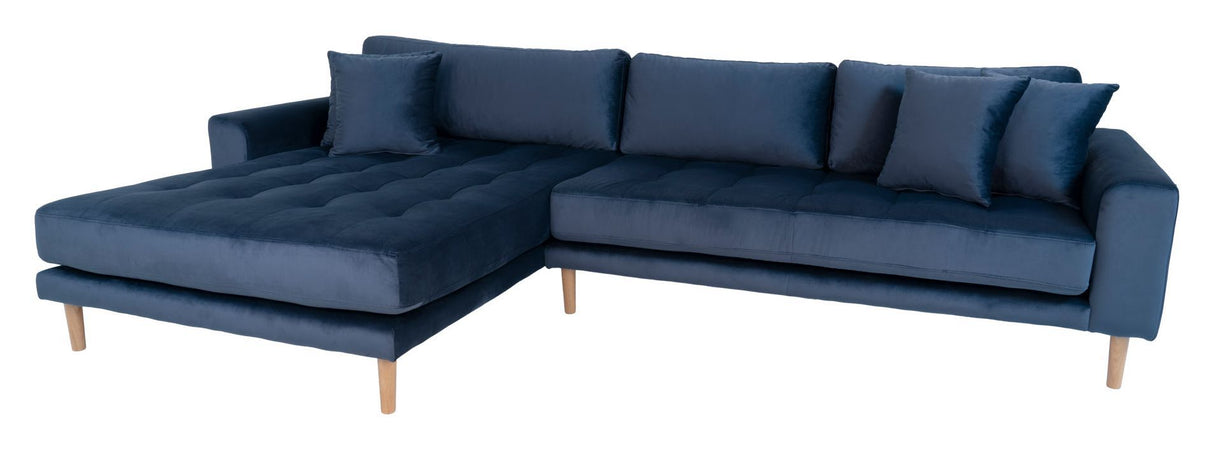 Lido Lounge Sofa with left-facing chaise, Dark blue Velvet