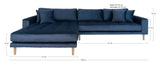 Lido Lounge Sofa with left-facing chaise, Dark blue Velvet