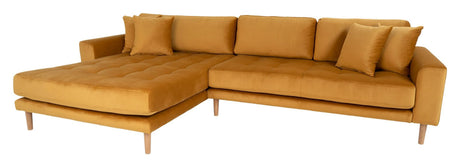 Lido Lounge Sofa with left-facing chaise, Mustard yellow Velvet