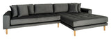 Lido Lounge Bed with Right-facing Chaise, Dark Gray Velvet