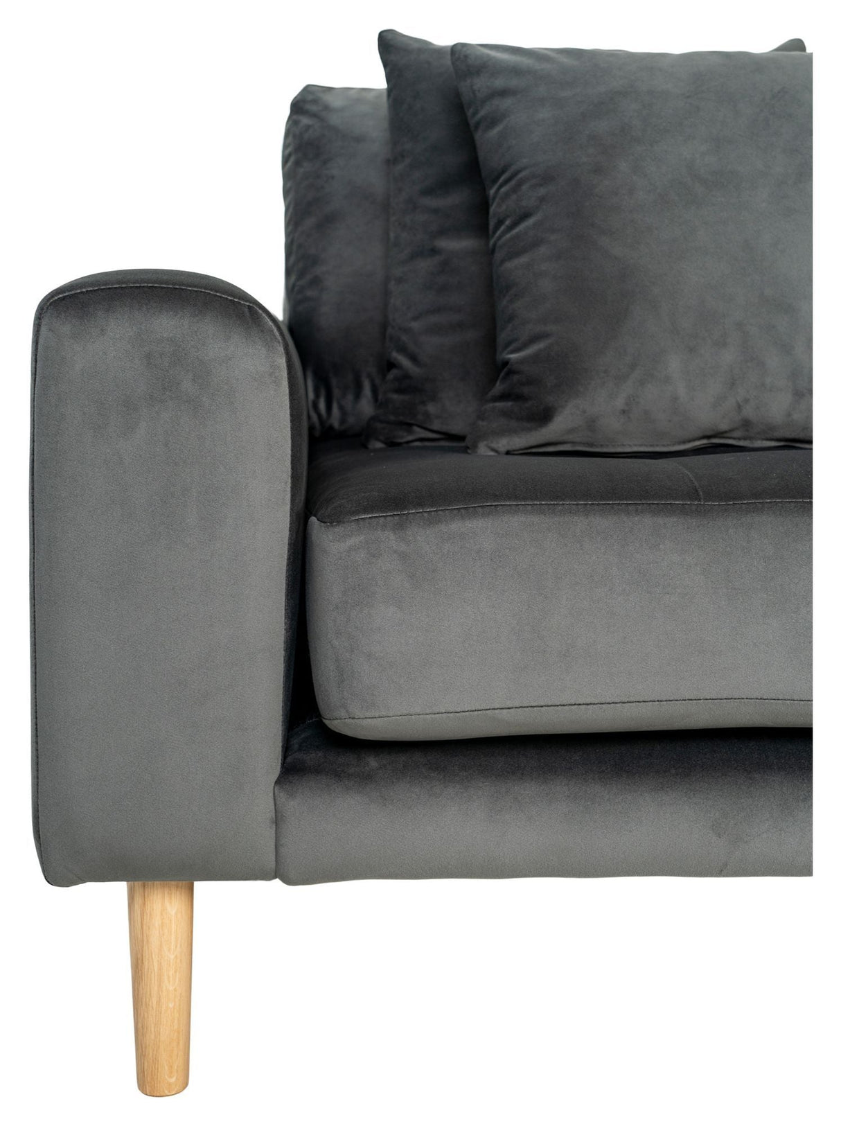 Lido Lounge Bed with Right-facing Chaise, Dark Gray Velvet