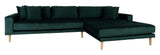 Lido Lounge Bed with Right-facing Chaise, Dark Green Velvet