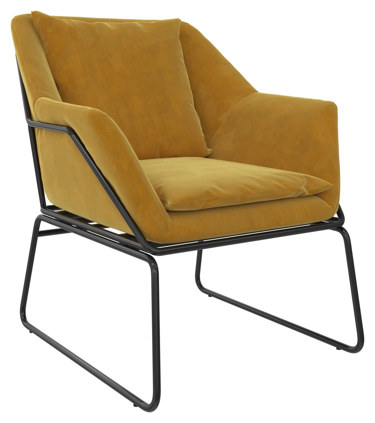 Avery Lounge Chair, Mustard yellow velvet