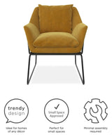 Avery Lounge Chair, Mustard yellow velvet