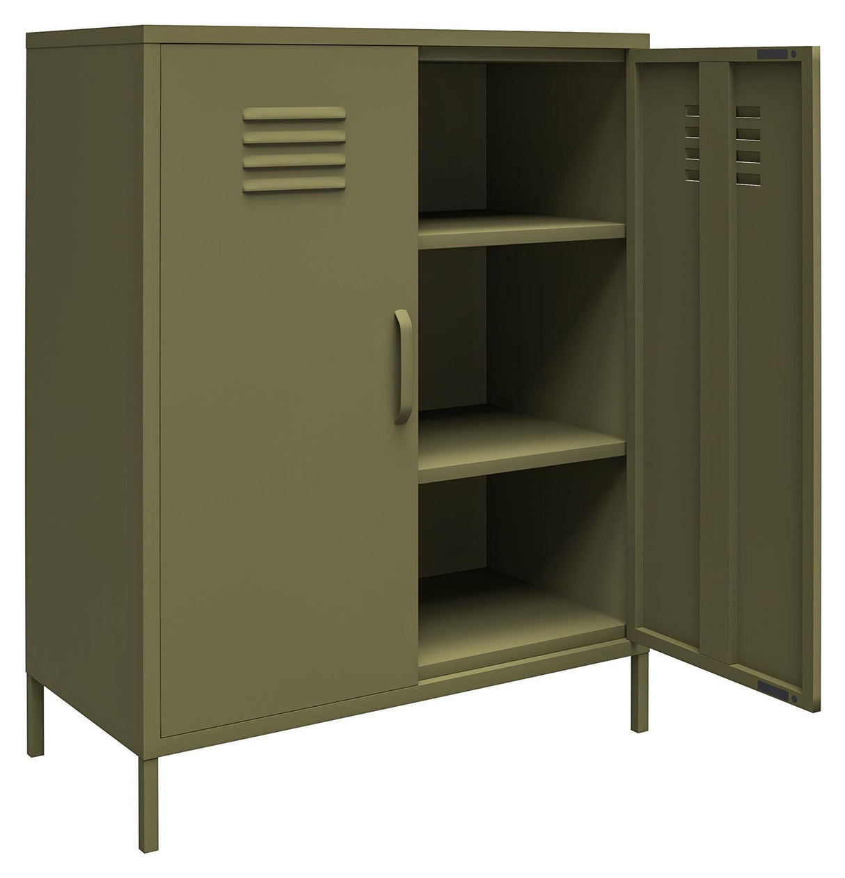 Bradford Metal cabinet with two doors, Olive green