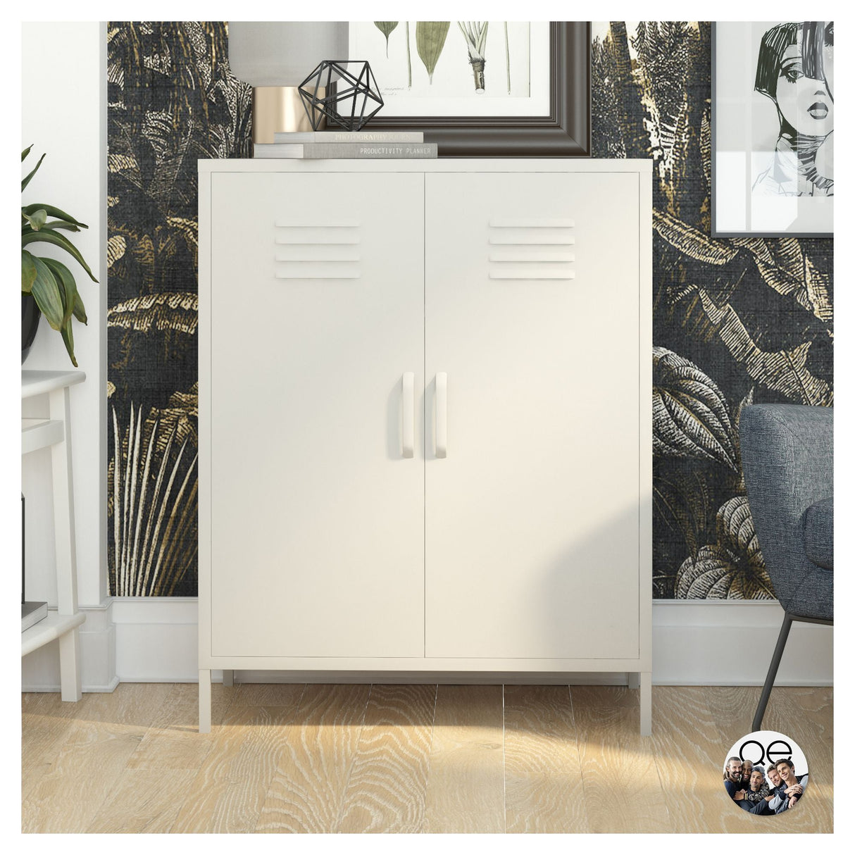 Bradford Metal cabinet with two doors, Taupe