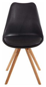 Brenda Dining chair Black PU seat legs in oak