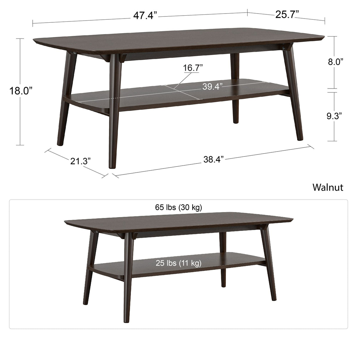 Brittany Coffee table, Walnut