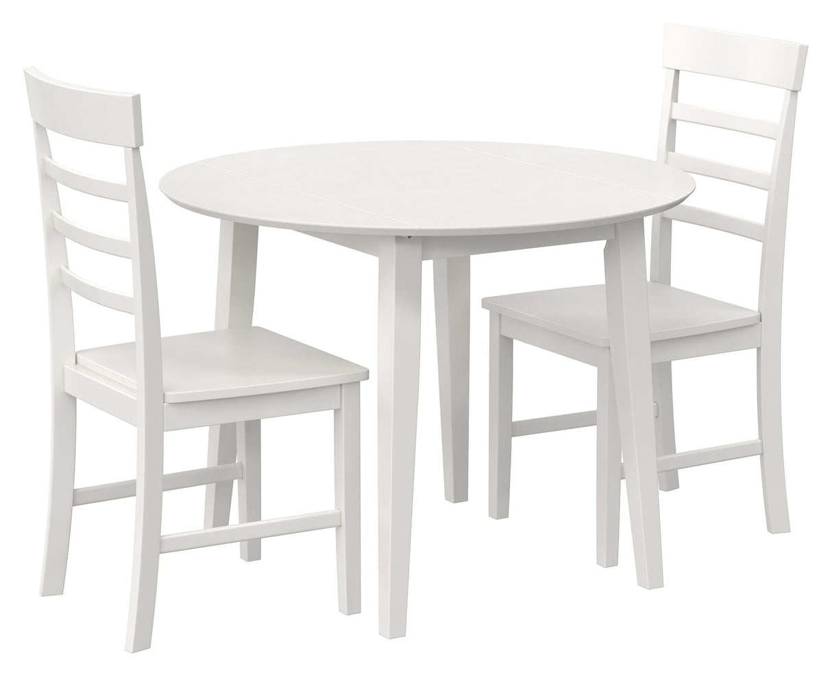 Brooks Dining table set with 2 chairs, White