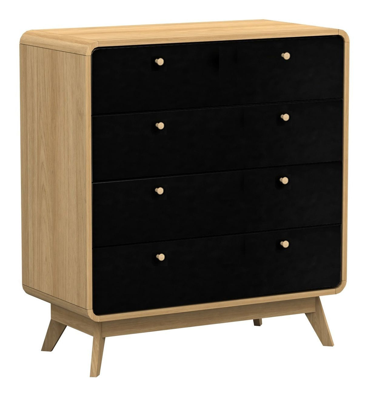 Carl Chest w. 4 drawers, Black/Nature