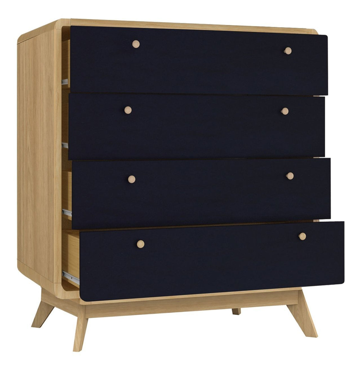 Carl Chest w. 4 drawers, Black/Nature