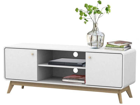 Carl TV Table White with Doors