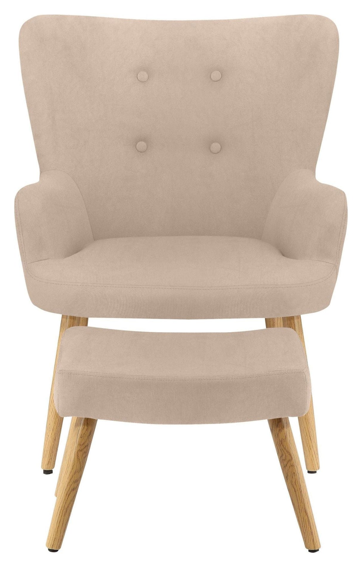 Caroline Armchair with footstool, microfibre cream