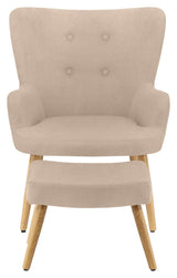 Caroline Armchair with footstool, microfibre cream