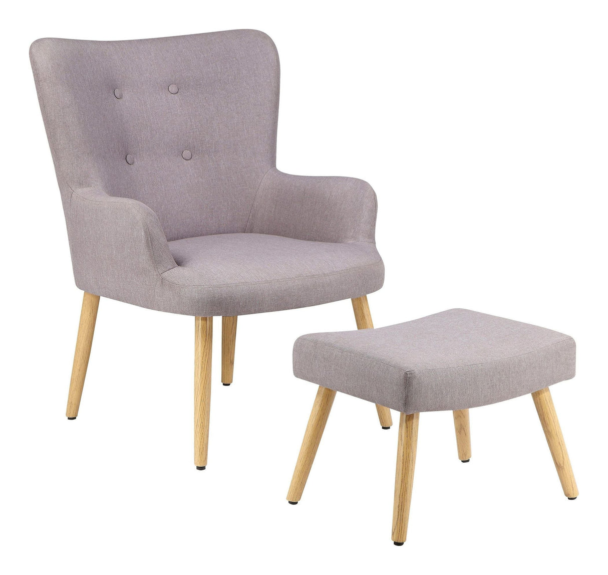 Caroline armchair with footstool, microfibre gray