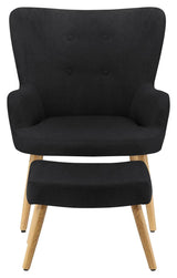 Caroline Armchair with footstool, microfibre black