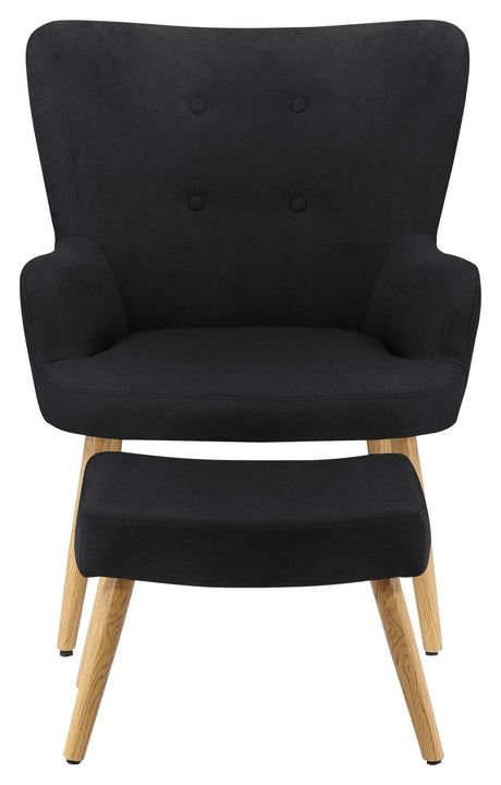 Caroline Armchair with footstool, microfibre black