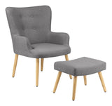 Caroline armchair with footstool, fabric light gray