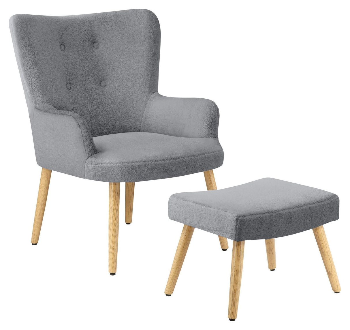 Caroline Armchair with footstool, teddy gray