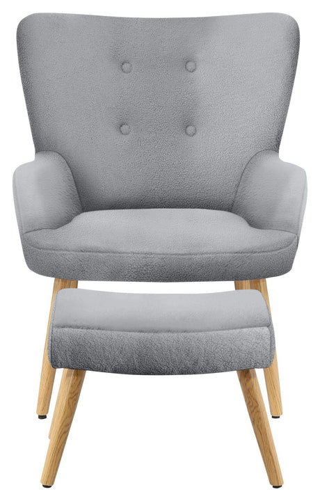 Caroline Armchair with footstool, teddy gray