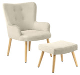 Caroline Armchair with footstool, teddy white