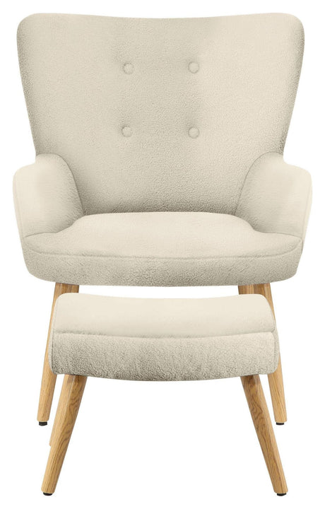 Caroline Armchair with footstool, teddy white