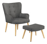 Caroline armchair with footstool, velvet gray