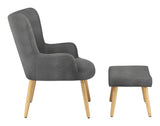 Caroline armchair with footstool, velvet gray