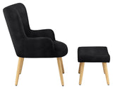 Caroline Armchair with footstool, velvet black