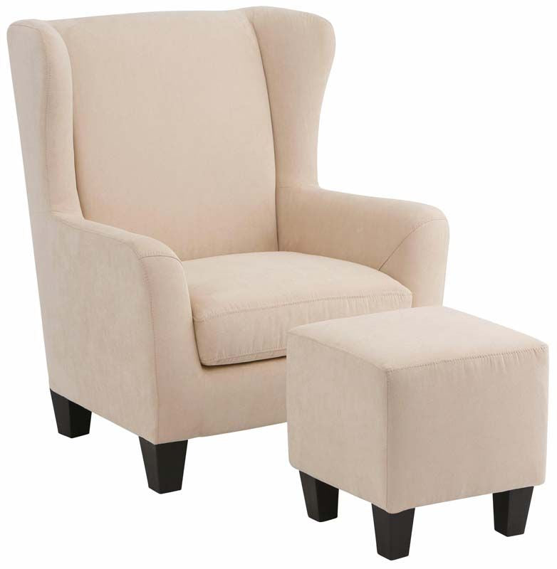 Chili Armchair w. Stool, Cream Microfiber