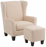 Chili Armchair w. Stool, Cream Microfiber